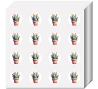 CREATCABIN 128Pcs Cactus Scrapbook Stickers Plant Planner Stickers Plastic Waterproof Self Adhesive Cartoon Green Plants Small Round Notebook Decals for Skateboard Laptop Water Bottle 2.5 x 2.5cm