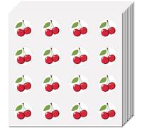 CREATCABIN 128Pcs Cherry Scrapbook Stickers Fruit Decals Plastic Waterproof Self Adhesive Red Cartoon Small Round Planner Journal Sticker for DIY Arts Craft Water Bottle Laptop Decor 2.5 x 2.5cm