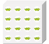CREATCABIN 128Pcs Crocodile Stickers Alligator Planner Sticker Self-Adhesive Waterproof Plastic Round Dot Cartoon Animals Decal Bulk Tags for Scrapbooking Craft Helmet Calendar Water Bottles 2.5cm