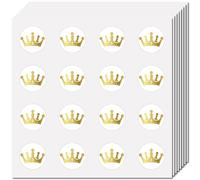 CREATCABIN 128Pcs Crown Decal Bulk Gold Crown Sticker for Scrapbooking Self-Adhesive Waterproof Plastic Small Round Dot Imperial Stickers Gifts for Envelopes Students Classroom Water Bottle 2.5x2.5cm