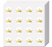 CREATCABIN 128Pcs Crown Planner Stickers Gold Crowns Helmet Sticker Decals Self-Adhesive Waterproof Sticker Round Dot Cartoon Decal Bulk Tags for Scrapbooking Craft Calendar Water Bottles Laptop 2.5cm