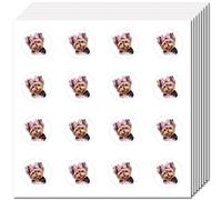 CREATCABIN 128Pcs Dog Stickers Small Scrapbooking Decals Sticker Bulk Round Dot Puppy Stickers Yorkshire Terrier Self-Adhesive Waterproof Animal for Student Water Bottle Calendar 2.5x2.5cm