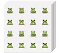 CREATCABIN 128Pcs Frog Stickers Small Cartoon Sticker Animal Self-Adhesive Waterproof Removable Teacher Reward Motivational Decal Round Dot Label for Scrapbook Envelope Laptop Album Phone Summer Party