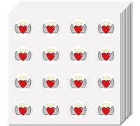 CREATCABIN 128Pcs Heart Wings Stickers Angel Halo Wings Vinyl Decal Self-Adhesive Waterproof Sticker Round Bulk Love Wings Stickers for Water Bottles Laptop Luggage Cup Computer Diary 2.5x2.5cm