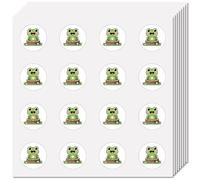 CREATCABIN 128Pcs Mini Frog Stickers Cartoon Animal Decals Bulk 1 Inch Waterproof Self-Adhesive Small Round Dot Circle Green Frogs Sticker Motivational Labels for Teacher Rewards Classroom Planner