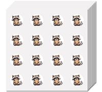 CREATCABIN 128Pcs Raccoon Sticker Animal Journal Stickers Plastic Waterproof Self Adhesive Animals Round Scrapbook Planner Decoration Small Decal for Laptop Notebook Skateboard DIY Craft 2.5 x 2.5cm