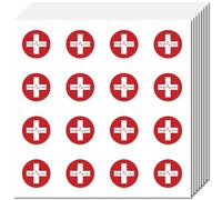 CREATCABIN 128Pcs Red Cross Stickers Decal Self-Adhesive Waterproof Sticker Round Bulk Vinyl Medical Small Stickers for Calendar Water Bottles Laptop Luggage Cup Mobile Phone 2.5x2.5cm