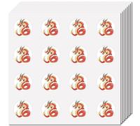 CREATCABIN 128Pcs Small Dragon Stickers Cartoon Red Vinyl Decal Self-Adhesive Waterproof Sticker Round Bulk Aesthetic Stickers for Water Bottles Laptop Luggage Cup Computer Mobile Phone 2.5x2.5cm