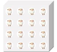 CREATCABIN 128Pcs White Sheep Stickers Decal Animal Sticker for Scrapbooking Self-Adhesive Round Dot Plastic Stickers Waterproof for Water Bottle Notebook Laptop Calendar Decoration Gifts 2.5x2.5cm