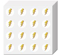 CREATCABIN 128Pcs Yellow Lightning Bolt Stickers Small Weather Stickers Watercolor Waterproof Self Adhesive Round Planner Paper Decal Sheet for Scrapbooking Notebook Laptop Water Bottle Luggage 1 Inch