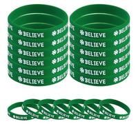 CREATCABIN 12Pcs Christmas Silicone Bracelet Rubber Wristbands Xmas Dark Green Wristbands Bulk Stretch Plain Silicone Elastic Bracelet for Adult Men Women Teams Party Gifts 2.4x0.5 Inch-Believe