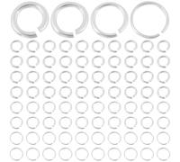 CREATCABIN 140Pcs 4 Styles Open Jump Rings 925 Sterling Silver Round Rings Charm Connector Clasp Rings Circle Jump Rings Bulk for Jewelry Making Keychains Crafts Supplies Necklace Repair 4x0.3~0.7mm