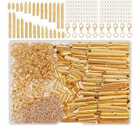 CREATCABIN 140Pcs 7Styles Slider Clasp for Beading Golden Slider End Clasps with Lobster Claw Clasps Open Jump Ring Chain Extender Jewelry Findings Kit for Beading Necklace Bracelet DIY Jewelry Making