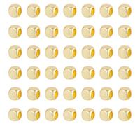 CREATCABIN 160Pcs Real 18K Gold Plated Brass Beads Small Cube Spacer Beads Gold Bead Square Loose Smooth Mini Stackable Metal Bead Cornerless for Bracelet Necklace DIY Jewelry Making 3mm