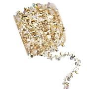 CREATCABIN 16FT Christmas Garland Christmas Tree Gold Beads Clear Iridescent Golden Bead Garland Twist Bead String Handmade Resin Teardrop Beaded Chains for Xmax Tree Wedding Birthday Party Decoration
