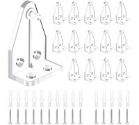 CREATCABIN 16Pcs 1 Inch Blind Hold Down Brackets Blinds Bottom Bracket with 32Pcs Screw Findings Clear Plastic Replacement Small Rail Hooks Clips Set for Window Curtain Doors Home Office Accessories