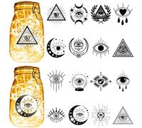 CREATCABIN 16Pcs Evil Eye Silhouettes Mason Jar Decor PVC Laser Die Cut Scrapbook Moon Cardboard Cutouts Silhouette Ornaments for DIY Colorful Light Hanging Lamp Glass Jar Black 4x3.5Inch-No Sticker