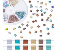 CREATCABIN 180Pcs 2 Hole Tila Beads 6 Colors Mix Glass Seed Beads Bulk Electroplate Gold Silver Rectangle Metallic Mini Opaque Square with Container for Craft Bracelet Necklace Earring Jewelry Making