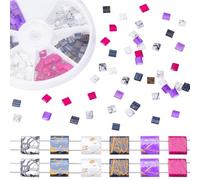 CREATCABIN 180Pcs 2 Hole Tila Beads 6 Colors Mix Glass Seed Beads Bulk Rectangle Mini Drawbench Opaque Square with Plastic Container for Craft Bracelet Necklace Earring DIY Jewelry Making 5mm