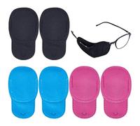 CREATCABIN 18Pcs Glasses Eye Patch Lazy Eye Patch for Amblyopia Strabismus Eye Patch Left to Cover Left Right Eye Textile Reusable Eyepatch for Medical Adults Toddlers Black Blue Red 3.6 x 2Inch