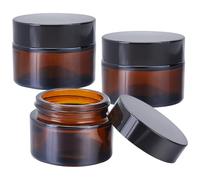 CREATCABIN 1oz Amber Glass Jar with Lips 3 Packs Small Glass Cosmetic Jars 30 ml Reusable Empty Round Cosmetic Container Portable Travel Storage Jar for Creams Lotion Powder Ointments 1.54x2.04 Inch