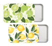 CREATCABIN 2 Pack Portable Dental Floss Case Refillable Travel Floss Picks Case Small Floss Pick Holder Dispenser Organizer with Slider Lid Gift Packaging Box for Bead Swab Candy Storage Lemon 3x2in