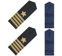 CREATCABIN 2 Pairs Shoulder Boards Captain Epaulettes Professional Pilot Uniform Epaulets with Gold Star Four Bars Public Security Hardboard Badge Sailor Insignia Sliders for Cosplay Halloween 5.5x2in