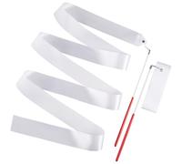 CREATCABIN 2 Pcs 2.04 m Dance Ribbons Rhythmic Gymnastics Ribbon Baton Nylon Twirling Wands on Sticks Training Ribbon for Pretend Play Dance Party Favors Artistic Dancing Talent Shows 80 Inch White