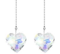 CREATCABIN 2 Pcs Crystal Heart Prism Ceiling Fan Pull Chain Extender Hanging Crystal Suncatcher for Window Sun Catcher Rainbow Maker Hanging Ornaments Glass Pendants Home Garden Decor Gift 1.8 Inch