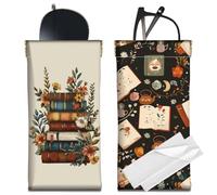 CREATCABIN 2 Pcs Glasses Case Soft Eyeglass Case Portable Squeeze Top Glasses Case Soft PU Leather Book Sunglasses Pouch Holder anti-scratch with Cleaning Cloth for Women Travel 3.5x7Inch