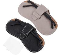 CREATCABIN 2 PCs Leather Glasses Case Flat Sunglasses Pouch Bag Travel Portable Eyeglasses Holder Cover Set with Cleaning Cloth Gift for Beach Couple Holiday Vacation Women 6.9x3.4 Inch White & Black