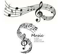 CREATCABIN 2 Pcs Music Note Wall Sticker Music Room Decor Removable Vinyl Mural Notes Notation Sticker Wallpaper Aesthetic Stickers Decor Peel Stick for Home Studio Classroom Bedroom 23.86x9.88 Inch