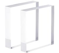 CREATCABIN 2 Pcs Square Display Base Clear Acrylic Stand Transparent Block Polished Decorative Jewelry Crystal Ring Ball Showcase Base Pedestal for Photography Props 3.1 x 3.1 x 0.6 Inch