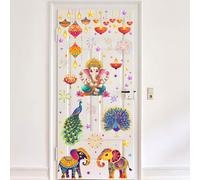 CREATCABIN 2 Sheets Diwali Window Clings Indian Diwali Window Stickers Decals Static Lotus Glass Sliding Door Sticker Clings Lights Party Window Decals Sticker Bedroom Bathroom Decals for Home