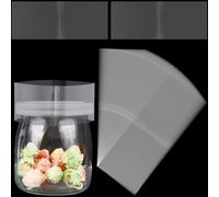 CREATCABIN 200Pcs Clear Heat Shrink Bottle Seals Shrink Wrap Bands PVC Perforated Rectangle Shrinkable Film Bag Containers Assortment Kit for Glass Metal Bottles Bands Jars Tins Cups Cans Tubes 5x12cm