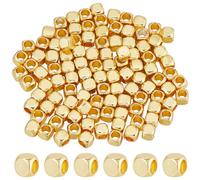 CREATCABIN 200Pcs Real 18K Gold Plated Brass Beads Cube Spacer Beads Gold Beads Charms Square Tiny Loose Smooth Beads Stackable Metal Beads Cornerless for Bracelet Necklace DIY Jewelry Making 2.5mm