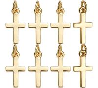 CREATCABIN 20pcs 18K Gold Plated Brass Cross Charms with Jump Ring for Jewelry Making, DIY Necklace, Bracelet, Earring, Choker, 15x8mm