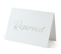 CREATCABIN 20Pcs Reserved Sign Paper Silver Table Signs Bulk 3.94" x 5.91" Rectangle Double Sided Restaurant Dinner Seating Reception Reserving Sign for Business Meeting Wedding Party Cards Supplies