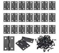 CREATCABIN 24 Pcs Door Hinges Furniture Hardware Hinge Black Folding Butt Hinge Stainless Steel Interior Door Ball Bearing Hinges with 144 Screws for Home Window Cabinet Wooden Doors Boxes 1.5x1 Inch