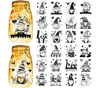 CREATCABIN 24 Pcs Dwarf Mason Jar Decor Mother‘s Day Display Silhouettes Decals Scrapbooking Stickers Cutouts Decals Waterproof for Christmas Wall Windows Frosted Glass Lantern Light 3.5x3.9 Inch