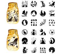 CREATCABIN 24Pcs 24 Styles Animal Silhouette Decals Glass Jar Decal Stickers Cat Pet Self Adhesive Die Cut Mason Waterproof PVC Lantern Sticker for Scrapbook Jars Windows Glass Craft 3.9 x 3.5 Inch