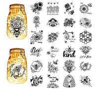 CREATCABIN 24Pcs Bee Sunflower Mason Jar Decor Lantern Laser Cutouts Decorations Plastic Scrapbook Decorations for Jars Wall Windows Glass Car Home Office Decor DIY Craft Gifts Black 3.9x3.5Inch