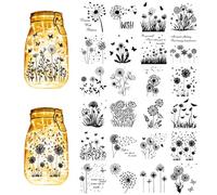 CREATCABIN 24Pcs Dandelion Silhouettes Mason Jar Decor Butterfly Laser Cut Cardboard Scrapbook Cutouts Die Cuts PVC for Crafting Lantern Jars Wall Painting Windows Glass Phones 3.9x3.5Inch-No Sticker