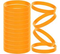 CREATCABIN 24Pcs Orange Silicone Bracelet Rubber Wristbands Blank Sports Wristbands Bulk Stretch Plain Solid Color Silicone Elastic Bracelet for Adult Men Women Teams Party Gifts 2.4x0.5 Inch