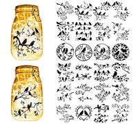 CREATCABIN 24Pcs Silhouettes Mason Jar Decor Birds on the Branch Laser Cut Cardboard Scrapbook Cutouts Die Cuts PVC for Crafting Lantern Jars Wall Painting Windows Glass Phones 3.9x3.5Inch-No Sticker