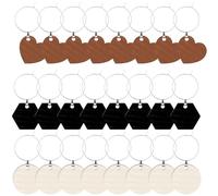 CREATCABIN 24Pcs Wood Wine Glass Charms Drink Markers Tags with Rings Elastic Strap Love Hexagon Circle Cup Identifier Tag for Stem Glasses Decor Label Bulk for Summer Party Travel Beach Themed Set
