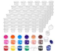 CREATCABIN 25 Strips 150 Pots Empty Paint Pots with Lids Mini Plastic Paint Storage Container Clear Empty Storage Paints Containers Arts Crafts Supplies for Classroom School Art Festivals 3 ml/ 0.1oz