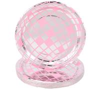 CREATCABIN 25Pcs Disco Plates 7" Disco Paper Plates Pink Retro Disco Ball Paper Dessert Dinner Plate dish 70s Disco Party Supplies for Wedding Birthday Shower Bachelorette Dancing Party Decorations