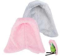 CREATCABIN 2Pcs 2 Colors Hanging Bird Blanket Bird Cage Blanket Pink Grey Cloth Soft Pet Parrot Small Animals Shelter Plush Snuggle Hut Warm Nest House Bedding for Lovebirds Parakeet 7.9 x 8.5 Inch