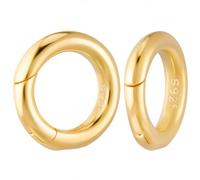 CREATCABIN 2Pcs 8mm Spring O Ring Clip Round Gold Jewelry Connector Rings Small Carabiner Trigger Real 18K Gold Plated 925 Sterling Silver Gate Buckles Accessories for Jewelry Bracelet Necklace Craft